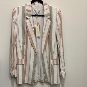 Rachel Zoe Striped Blazer in Cream, Green, and Tan